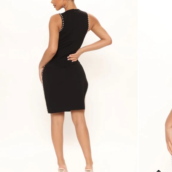 Fashion Nova Women's Black Mini Dress with Faux Pearls Dressed In Pearls Size 3X - Picture 2 of 11